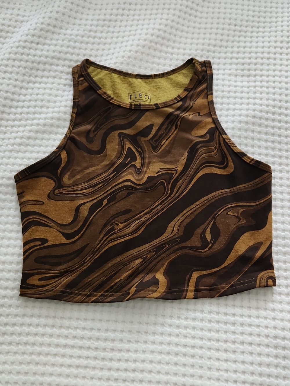 Fleo Brown Marble Swirl Crop Tank